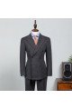Lou Modern Black Gery Double Breasted Peaked Lapel Business Men Suits