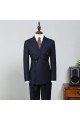 Gavin New Arrival Dark Blue Stripe Peaked Lapel Double Breasted Busibess Men Suits