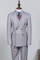 Liam Newest Gray Double Breasted Peaked Lapel Men Suits For Business