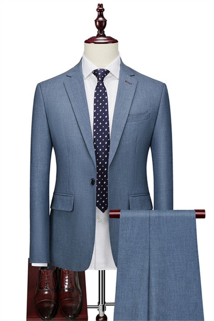 Caleb Classic Blue One Button Notched Lapel Formal Business Men Suits