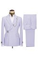 Fashion Light Purple Notched Lapel Slim Fit Men Suit with Buckle