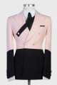 Stylish Pink and Black Double Breasted Peaked Lapel Men Suits