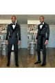 Kingston Black Shawl Lapel Double Breasted Close Fitting Wedding Groom Suits