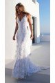 Cloth-fitting Floor Length Lace V Neck Spaghetti Open Back Prom Dresses | Party Gowns With Lace Up