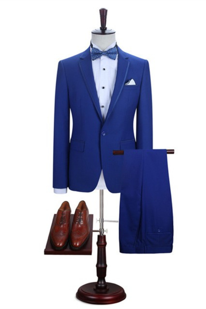 Latest Design Royal Blue One buttons Notched Lapel Men Suits for Business