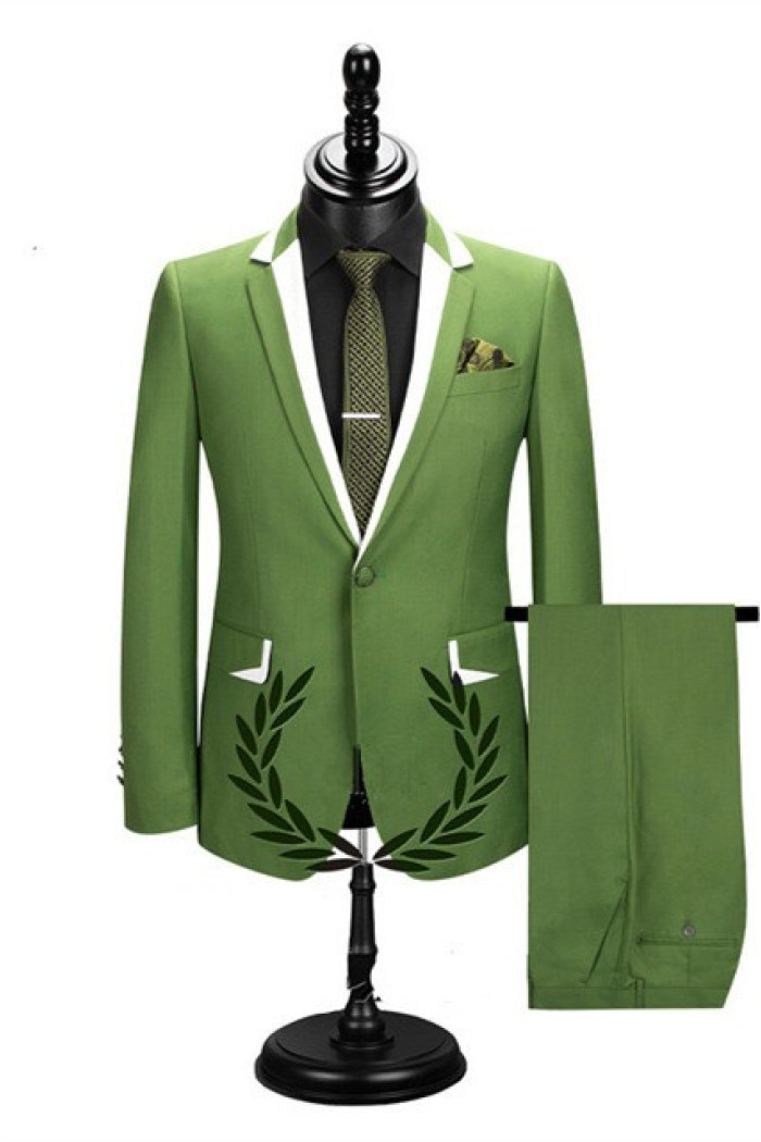 Josue Green Slim Fit Notched Lapel Formal Business Men Suits