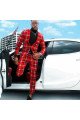 Fashion Red Plaid One Button Formal Business Men Suits