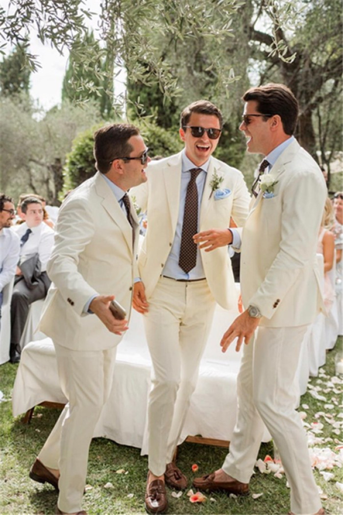 Aidan White Bespoke Slim Fit Wedding Groomsmen Suits