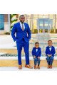 Royal Blue Peaked Lapel Slim Fit Wedding Groomsmen Suits