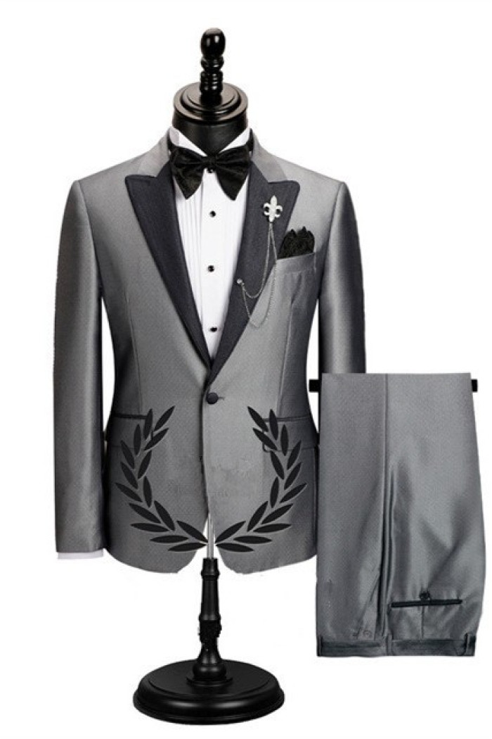 Shawn Gray Formal Peaked Lapel Slim Fit Business Men Suits