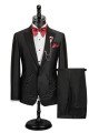 Edgar Bespoke Black Peaked Lapel Close Fitting Men Suit for Business