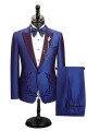 Wesley Formal Blue Peaked Lapel One Button Men Suits for Business