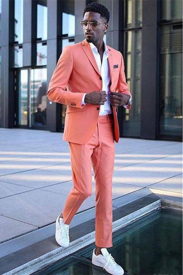 Jeffrey Coral Stylish Notched Lapel Close Fitting Men Suits