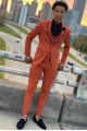 Newest Orange Three-Piece Close Fitting Prom Party Men Suits