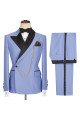 Chic Blue Peaked Lapel Close Fitting Bespoke Men Suits