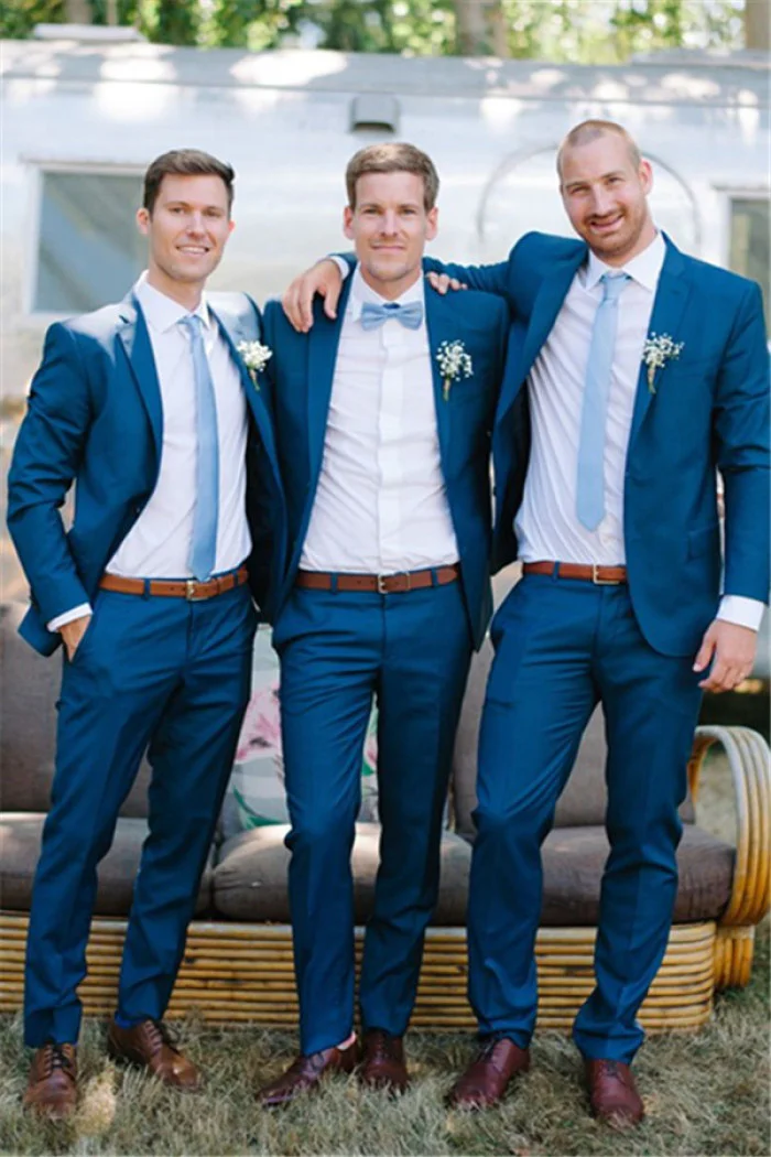 Groomsmen attire navy blue cheap