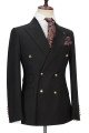 New Arrival Black Double Breasted Men's Formal Suit with Peak Lapel
