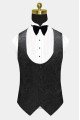 Black Satin Shawl Lapel Wedding Suits | One Button Popular Jacquard Wedding Tuxedos