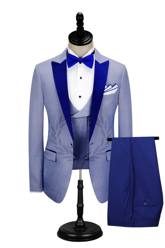 New Arrival Ronald Royal Blue Peak Lapel Men's Formal Suit