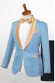 Kyle Blue One Button Shawl Lapel Slim Fit Wedding Suits for men