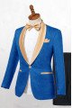 Caden Ocean Blue Jacquard Close Fitting Wedding Suits
