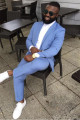 James Blue Peaked Lapel Close Fitting Bespoke Men Suits