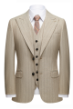 Gentle Khaki Striped Peak Lapel Formal Men's Suit for Business