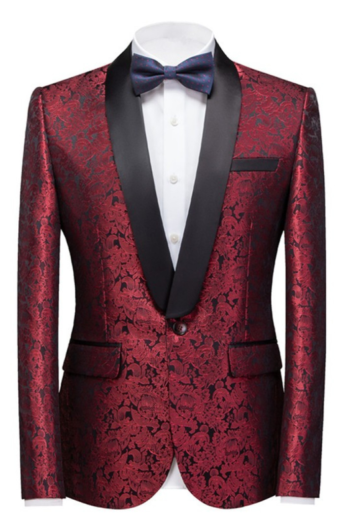Bryce Ruby Close Fitting Jacquard Wedding Men Suits