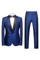 Kaleb Royal Blue Close Fitting One buttons Jacquard Wedding Men Suits