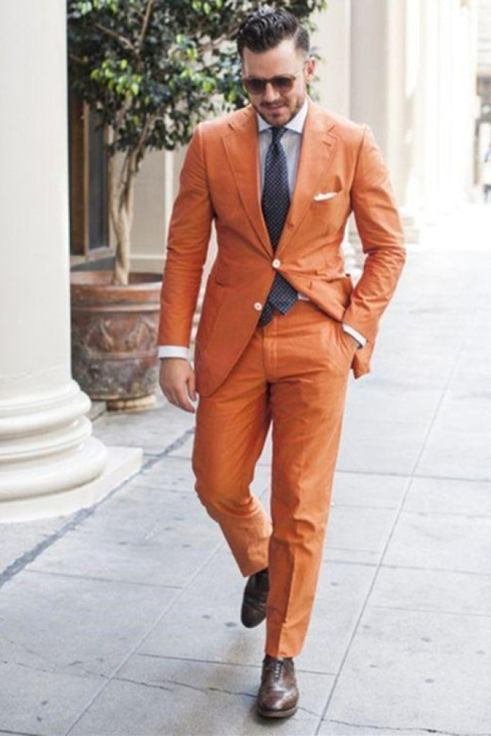 Fashionable Summer Linen Notched Lapel Chic Men Suits