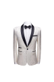 White Jacquard One buttons Wedding Tuexdos | Black Shawl Lapel Men Suits (Jacket Pants)