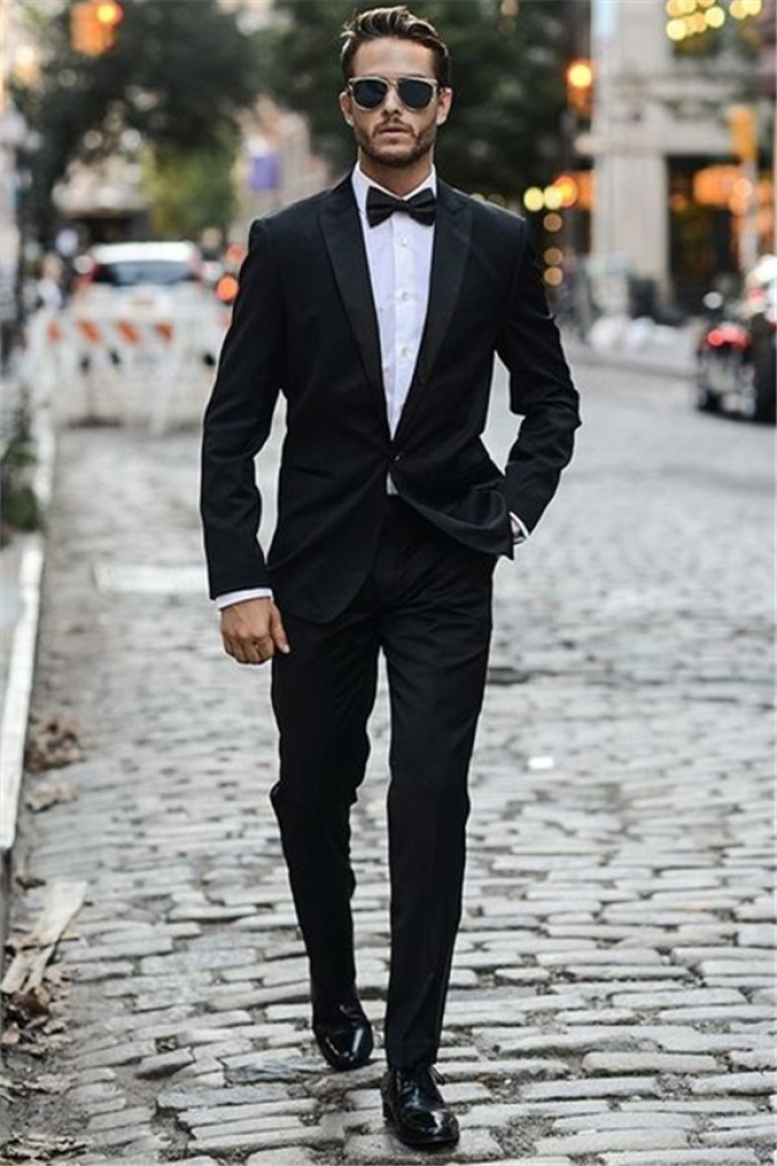 Black Business Mens Suits | Fashion One buttons Wedding Suits Tuxedos