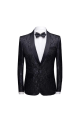 Black Jacquard Shawl Lapel Men Suits | Unique Slim Fit Two-Pieces Wedding Groom Tuexdos