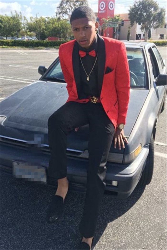 Red Slim Fit Men Suit | Jacquard Shawl Lapel Prom Party Suit