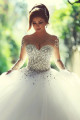 Luxury Crystals Beading Long Sleeves Ball-Gown Wedding Dresses