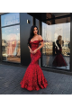 Sparkly Dark Red Mermaid Sequined Off-the-Shoulder Sequins Prom Dresses