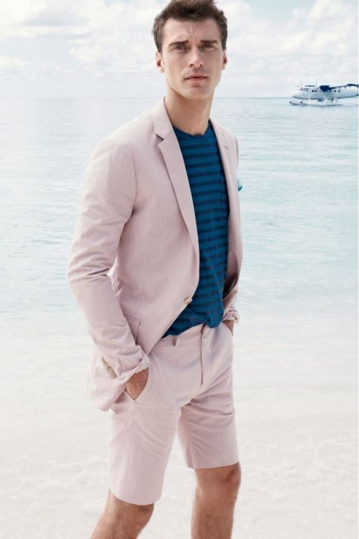 Cool Summer Pink Stylish Simple Notched Lapel Men Suits