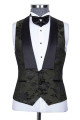 Chic Black 3 Pieces Jacquard Peaked Lapel Wedding Groom Suits