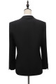 Chic Black Peaked Lapel Close Fitting Men Suits With Adjustable Buckle