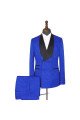 Ramon Royal blue Shawl Lapel Close Fitting Double Breasted Jacquard Wedding Suits