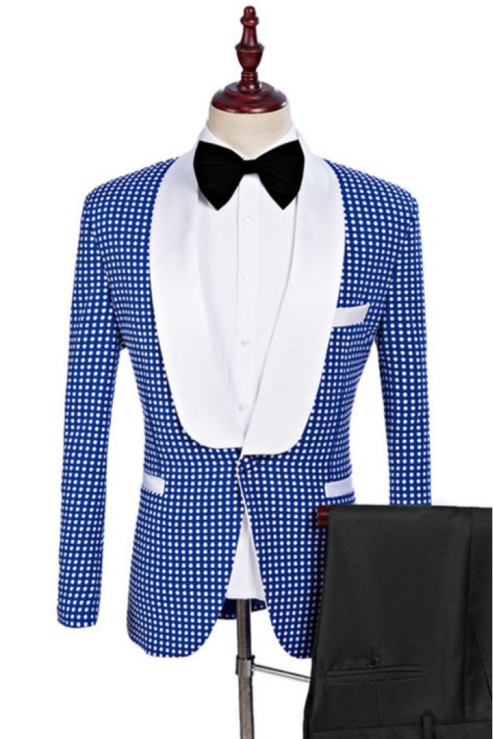 Cool Fashion Blue One Button Shawl Lapel Wedding Tuxedo for Men