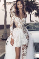 Elegant Lace Jumpsuit One Shoulder Sweetheart Overskirt White Wedding Dresses
