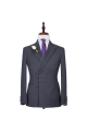 Camden Dark Gray Close Fitting Peaked Lapel Buckle Men Formal Suits 