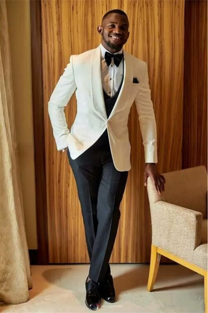 Sergio Stylish Close Fitting White Wedding Suit for Groom