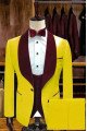 Gorgeous Yellow One Button Wedding Groom Suits with Velvet Lapel