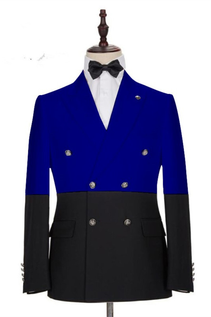 Fashion Royal Blue Double Breasted Stylish Men Suits