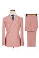 Lovely Pink Peaked Lapel Ruffles Chic Close Fitting Prom Men Suits
