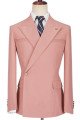 Lovely Pink Peaked Lapel Ruffles Chic Close Fitting Prom Men Suits