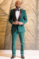 Stylish Dark Green One Button Black Shawl Lapel Wedding Groom Suits