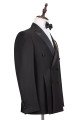 Chic Satin Peak Lapel Double Breasted Black Men's Wedding Suit Groom Tuxedos